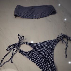 Checkered Tube Top Bikini Set